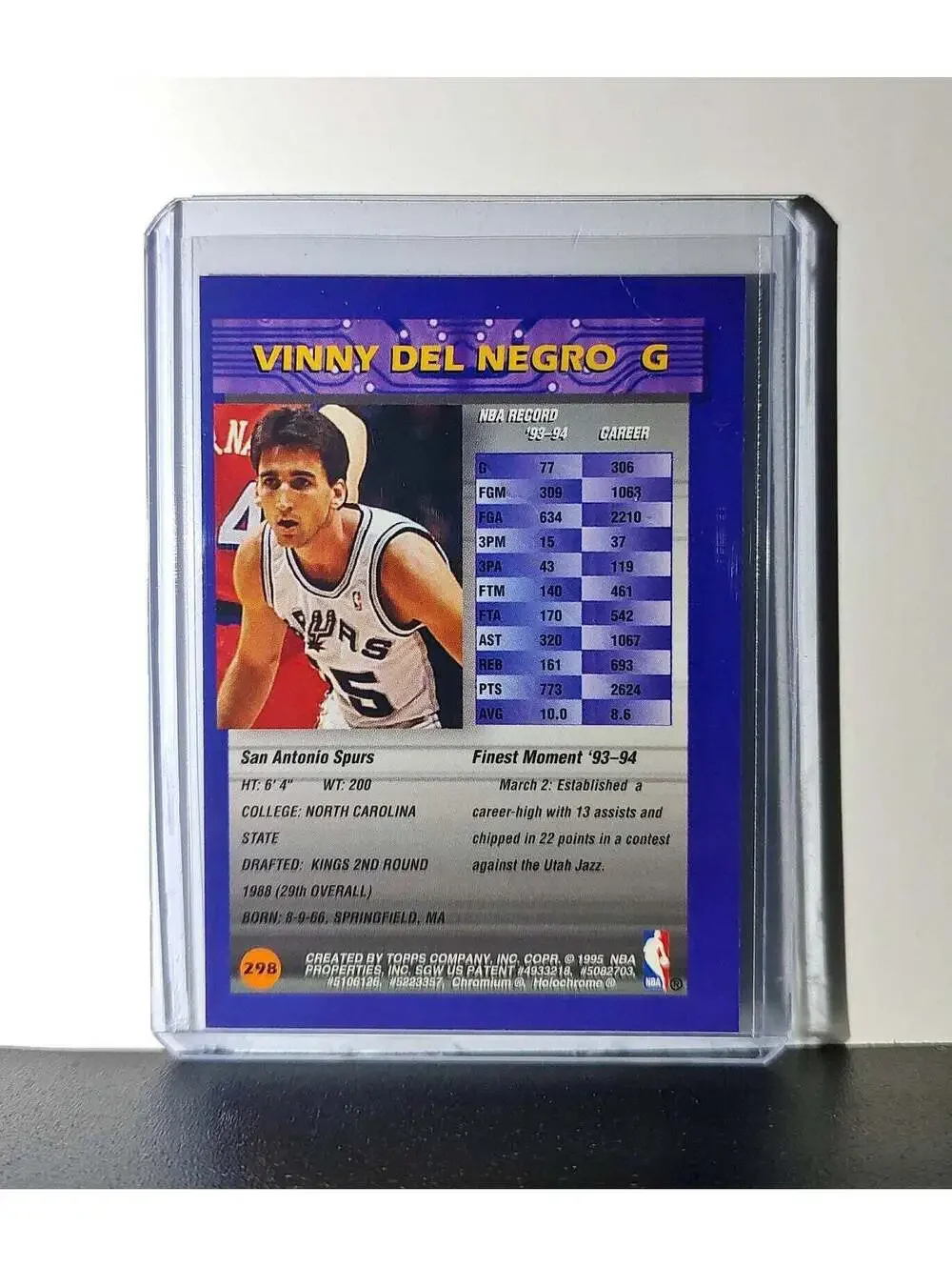 Vinny Del Negro 1994-95 Topps Finest #298 Basketball Card